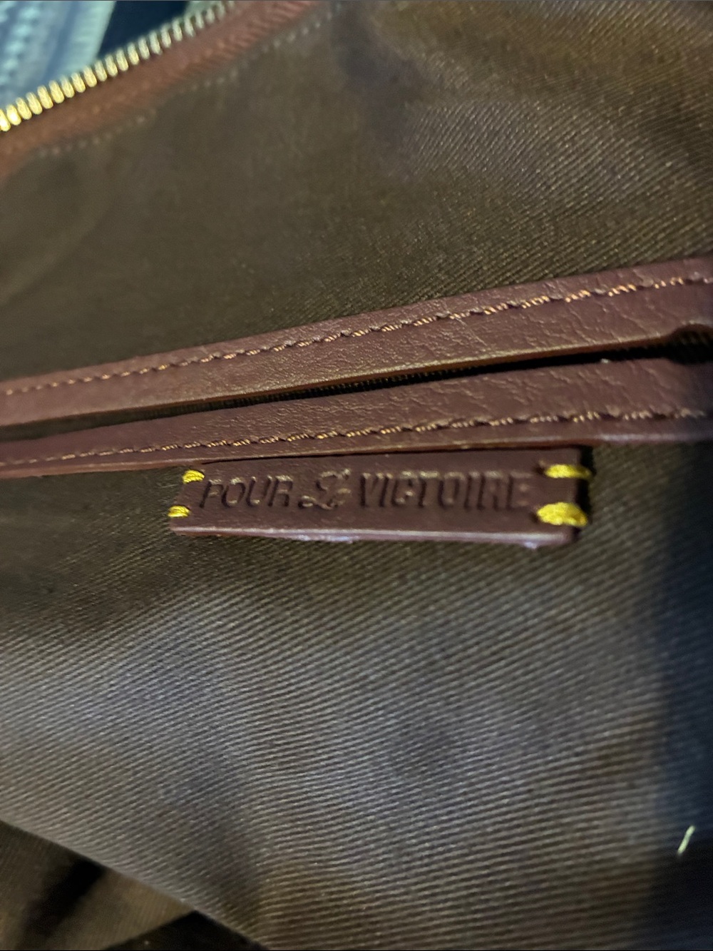 Pour La Victoire Plum-Marion Leather Satchel with leather Navy Handles and Trim - Picture 7 of 14